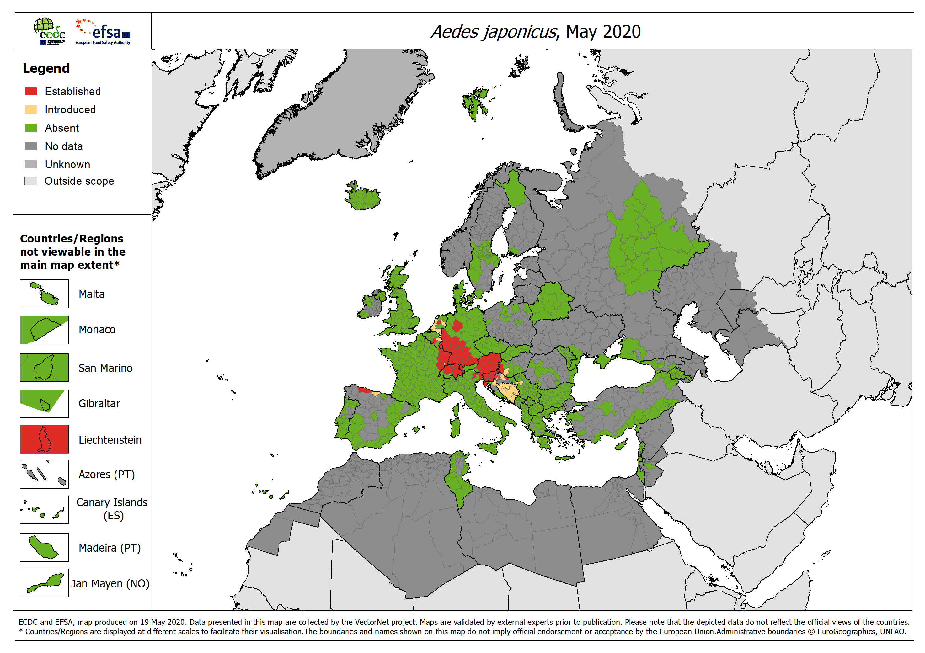 mapa europa mosquito aedes japonicus septirmbre 2020